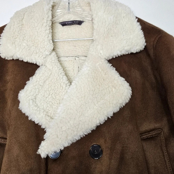 Zara Men faux sherpa winter coat size XLarge - Picture 10 of 12